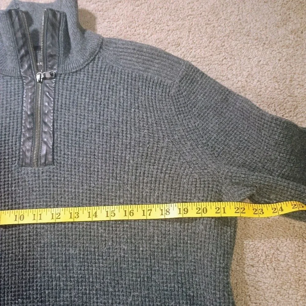 Banana Republic Quarter Zip Pullover Mens Large Gray Waffle Knit Sweater